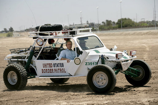 bush visits border patrol yuma arizona dune buggy