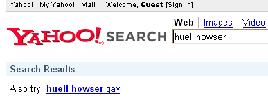yahoo's suggestion when searching for huell howser